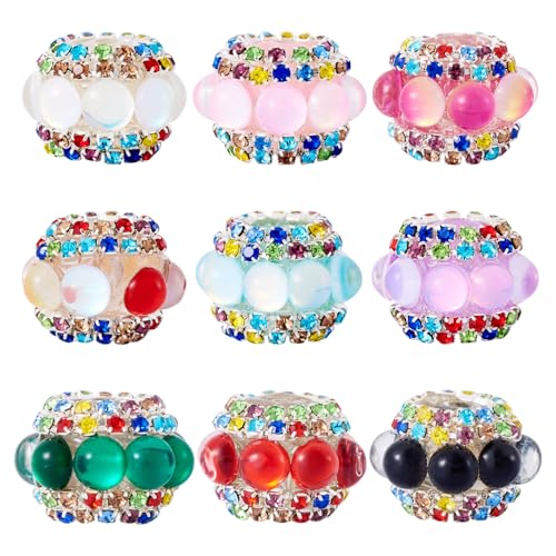 Crafans 9 Stück 9 Farben, 20 mm Katzenaugen und Strass, runde Perlen, funkelnde Strass, Fokusstift-Perlen, exotische, ethnische Bastelperlen für DIY-Armbänder, Halsketten, Ohrringe, Schmuckherstellung Crafans 9 Stück 9 Farben, 20 mm Katzenaugen und Strass, runde Perlen, funkelnde Strass, Fokusstift-Perlen, exotische, ethnische Bastelperlen für DIY-Armbänder, Halsketten, Ohrringe, Schmuckherstellung von Crafans