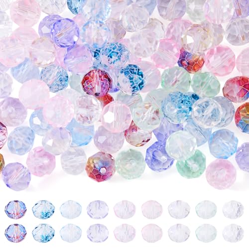 Crafans 90 Stück facettierte Glasperlen, 9 Farben, zum Backen bemalt, 10 mm, transparente Rondelle-Abstandshalter, große Perlen für DIY-Armbänder, Halsketten, Schmuckherstellung Crafans 90 Stück facettierte Glasperlen, 9 Farben, zum Backen bemalt, 10 mm, transparente Rondelle-Abstandshalter, große Perlen für DIY-Armbänder, Halsketten, Schmuckherstellung von Crafans
