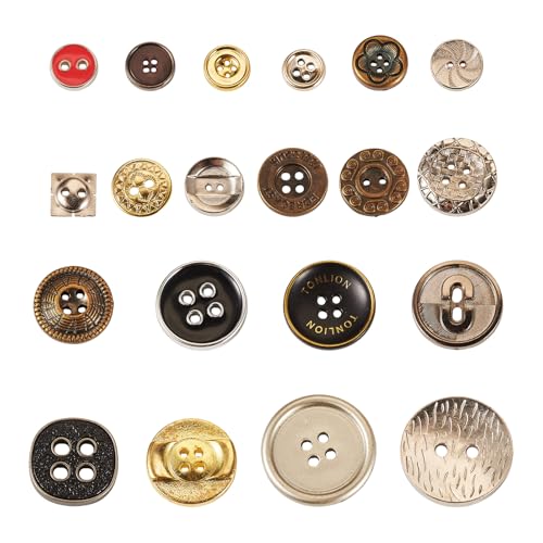 Crafans A Bag Vintage Kunstharz-Knöpfe, sortiert, 2 Löcher & 4 Löcher, Nähknöpfe, flach, rund, 7–25 mm, dekorativer Knopf für Handwerk, Kostümzubehör, DIY, Basteln, Stricken, Tuch, Dekoration von Crafans