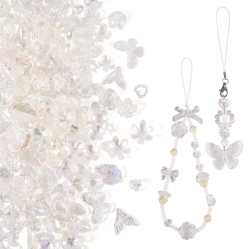 Crafans Acryl-Bastelperlen, transparent, Schmetterlings-Blumen, verschiedene Abstandshalter, AB-farbig, plattiert, Großpackung für Bastelbedarf, DIY, Armband, Halskette, Schmuckherstellung, 182 Stück Crafans Acryl-Bastelperlen, transparent, Schmetterlings-Blumen, verschiedene Abstandshalter, AB-farbig, plattiert, Großpackung für Bastelbedarf, DIY, Armband, Halskette, Schmuckherstellung, 182 Stück von Crafans