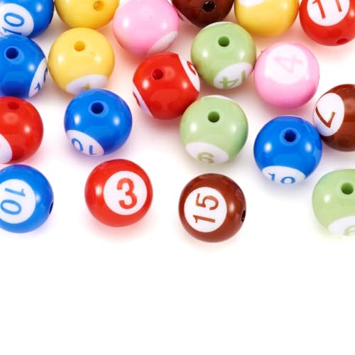 Crafans Acrylperlen, rund, mit Zahlen, 15 mm, undurchsichtig, zufällig gemischte Farben, Abstandshalter, klobige Perlen für DIY-Armbänder, Halsketten, Schmuckherstellung, 20 Stück Crafans Acrylperlen, rund, mit Zahlen, 15 mm, undurchsichtig, zufällig gemischte Farben, Abstandshalter, klobige Perlen für DIY-Armbänder, Halsketten, Schmuckherstellung, 20 Stück von Crafans