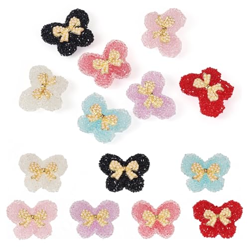 Crafans Acrylperlen mit Schleife und Schmetterling, zuckerähnliche Schmetterlings-Abstandshalter, durchscheinend, mattiert, Gummibonbons, klobige Perlen für selbstgemachte Armbänder, Halsketten von Crafans