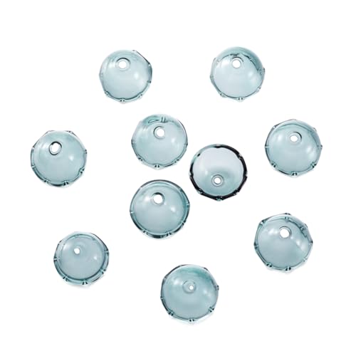 Crafans Blumen-Glasperlen-Endkappen, 21 x 13 mm, für DIY-Windspiele, Ohrringe, Halsketten, 10 Stück, dunkles Cyan von Crafans