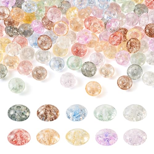 Crafans Craquelé-Glasperlen, 10 Farben, transparent, Abakus-Perlen, flach, rund, Abstandshalter für DIY-Armbänder, Halsketten, Schmuckherstellung, 100 Stück Crafans Craquelé-Glasperlen, 10 Farben, transparent, Abakus-Perlen, flach, rund, Abstandshalter für DIY-Armbänder, Halsketten, Schmuckherstellung, 100 Stück von Crafans