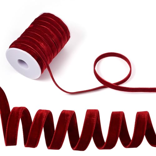 Crafans Dunkelrotes Samtband, 10 mm breit, doppelseitiges Schleifenband, 18 m lang, mit Spule, zum Basteln, Geschenkverpackung, Schleife, Valentinstagsband Crafans Dunkelrotes Samtband, 10 mm breit, doppelseitiges Schleifenband, 18 m lang, mit Spule, zum Basteln, Geschenkverpackung, Schleife, Valentinstagsband von Crafans