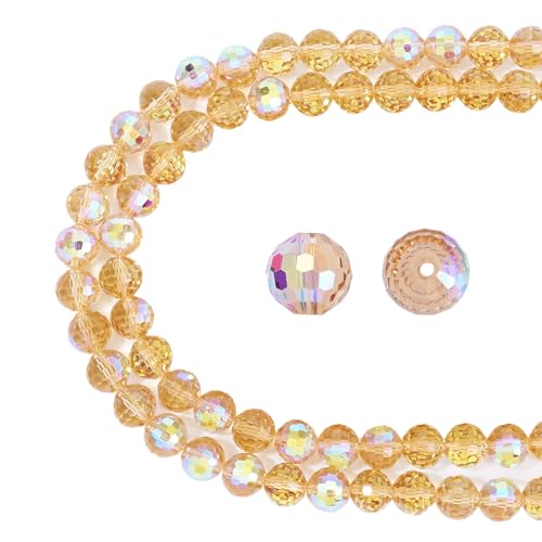 Crafans Facettierte, runde Glasperlen, Stränge, 10 mm, transparent, galvanisiert, AB-Farbe, Glas-Abstandshalter, klobige Perlen für DIY-Armbänder, Schmuckherstellung, goldfarben, 2 Stränge Crafans Facettierte, runde Glasperlen, Stränge, 10 mm, transparent, galvanisiert, AB-Farbe, Glas-Abstandshalter, klobige Perlen für DIY-Armbänder, Schmuckherstellung, goldfarben, 2 Stränge von Crafans