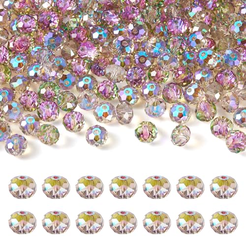 Crafans Facettierte Glasperlen, Kristallperlen, Rondelle, transparente Glasperlen, 8 mm, regenbogenbeschichtet, klobig, lose Abstandshalter, Glasperlen für Schmuckherstellung, Violett, 200 Stück Crafans Facettierte Glasperlen, Kristallperlen, Rondelle, transparente Glasperlen, 8 mm, regenbogenbeschichtet, klobig, lose Abstandshalter, Glasperlen für Schmuckherstellung, Violett, 200 Stück von Crafans