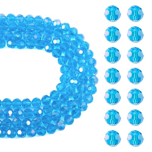 Crafans Facettierte runde Glasperlen, AB-Farbe, transparent, Glasperlen, Kristallglasperlen, Großpackung für DIY-Armbänder, Halsketten, Schmuckherstellung, Himmelblau, 4 Stränge, 10 mm Crafans Facettierte runde Glasperlen, AB-Farbe, transparent, Glasperlen, Kristallglasperlen, Großpackung für DIY-Armbänder, Halsketten, Schmuckherstellung, Himmelblau, 4 Stränge, 10 mm von Crafans