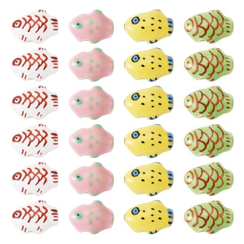 Crafans Fisch-Porzellan-Perlen, 4 Farben, handbemalt, Fische, Keramikperlen, Sommer-Stil, Ozean-Tier-Abstandshalter, Perlen für selbstgemachte Halsketten, Armbänder, Schmuckherstellung, 24 Stück Crafans Fisch-Porzellan-Perlen, 4 Farben, handbemalt, Fische, Keramikperlen, Sommer-Stil, Ozean-Tier-Abstandshalter, Perlen für selbstgemachte Halsketten, Armbänder, Schmuckherstellung, 24 Stück von Crafans