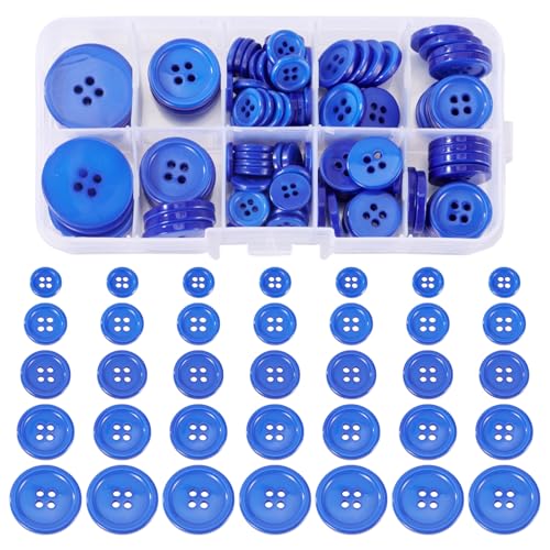 Crafans Flache runde Knöpfe mit 4 Löchern, 11/15/18/20/25 mm, blaues Kunstharz, zum Nähen, Stricken, Kunst, handgefertigte Ornamente, 190 Stück Crafans Flache runde Knöpfe mit 4 Löchern, 11/15/18/20/25 mm, blaues Kunstharz, zum Nähen, Stricken, Kunst, handgefertigte Ornamente, 190 Stück von Crafans