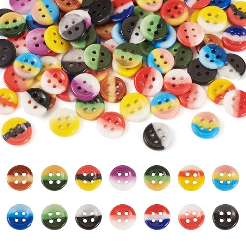 Crafans Flache runde Porzellan-Knöpfe, 4 Löcher, bunte Nähknöpfe, 12 mm, Keramik-Knöpfe, Großpackung für DIY-Schmuckherstellung und Nähen, Handwerk, Kleidung, Dekoration, 80 Stück von Crafans
