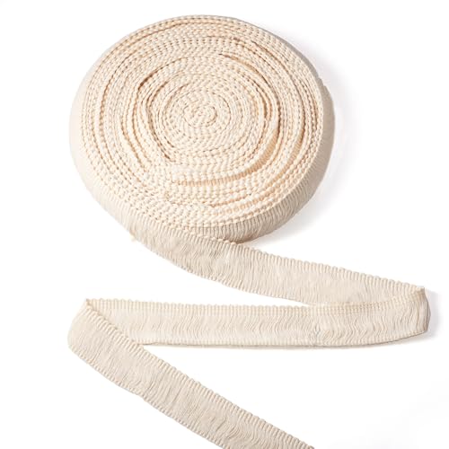 Crafans Fransenborte aus Baumwolle, 12,5 m, Beige, 27–30 mm, für Heimdekoration, Vorhänge, Decken Crafans Fransenborte aus Baumwolle, 12,5 m, Beige, 27–30 mm, für Heimdekoration, Vorhänge, Decken von Crafans