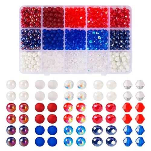 Crafans Glasperlen, 6 mm, AB-Farben, facettiert, rund & Rondelle, Glasperlen, transparent und undurchsichtig, für Bastelarbeiten, Armbänder, Schmuckherstellung, 600 Stück von Crafans