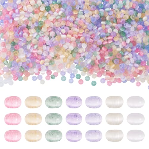 Crafans Glasperlen, 70 g, Katzenaugen-Perlen, Großpackung, 4 mm, Rondelle, Mini-Glas-Schmuckperlen, 7 Farben, Nachahmung von Katzenaugen-Perlen für Bastelbedarf, Armband, Schmuckherstellung Crafans Glasperlen, 70 g, Katzenaugen-Perlen, Großpackung, 4 mm, Rondelle, Mini-Glas-Schmuckperlen, 7 Farben, Nachahmung von Katzenaugen-Perlen für Bastelbedarf, Armband, Schmuckherstellung von Crafans