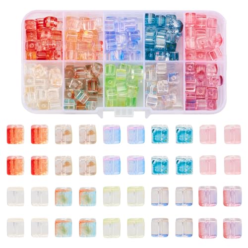 Crafans Glasperlen in Würfelform, transparent, zweifarbig, 10 Farben, quadratisch, Eisform, Glasperlen, Großpackung für DIY-Armbänder, Halsketten, Schmuckherstellung, 10 Beutel Crafans Glasperlen in Würfelform, transparent, zweifarbig, 10 Farben, quadratisch, Eisform, Glasperlen, Großpackung für DIY-Armbänder, Halsketten, Schmuckherstellung, 10 Beutel von Crafans