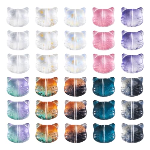 Crafans Glasperlen mit Katzenköpfen, 10 Farben, Kristall-Katzen-Glasperlen für selbstgemachte Halsketten und Armbänder, Schmuckherstellung, 50 Stück Crafans Glasperlen mit Katzenköpfen, 10 Farben, Kristall-Katzen-Glasperlen für selbstgemachte Halsketten und Armbänder, Schmuckherstellung, 50 Stück von Crafans