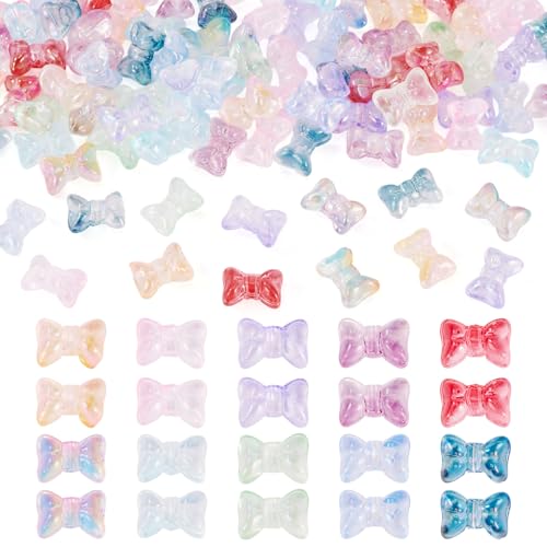 Crafans Glasperlen mit Schleife, 10 Farben, transparent, Schleife, Glasperlen, zum Backen, bemalte Schleife, Bastelperlen für Armbänder, Halsketten, Ohrringe, Schmuckherstellung, 100 Stück Crafans Glasperlen mit Schleife, 10 Farben, transparent, Schleife, Glasperlen, zum Backen, bemalte Schleife, Bastelperlen für Armbänder, Halsketten, Ohrringe, Schmuckherstellung, 100 Stück von Crafans