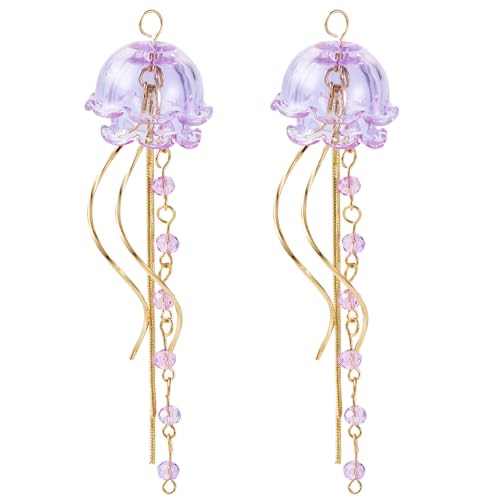 Crafans Glasquallen-Windspiel-Anhänger mit gebogener Tropfenstange, Quastenketten, Ozean-Thema, baumelnder Ohrring für selbstgemachte Ohrringe, Schmuck, hängende Dekoration, Glas Crafans Glasquallen-Windspiel-Anhänger mit gebogener Tropfenstange, Quastenketten, Ozean-Thema, baumelnder Ohrring für selbstgemachte Ohrringe, Schmuck, hängende Dekoration, Glas von Crafans