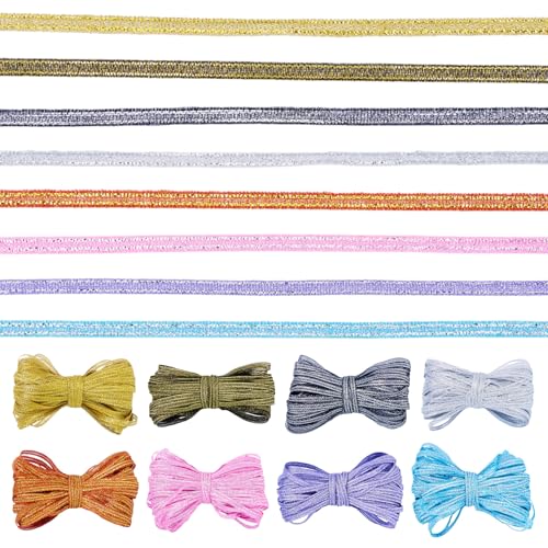 Crafans Glitzer-Geschenkband, 5 mm, glitzernd, dekoratives Band, 8 Farben, goldfarbene Bänder für Geschenkverpackungen, Ostern, Basteln, Partydekoration, 8 Bündel Crafans Glitzer-Geschenkband, 5 mm, glitzernd, dekoratives Band, 8 Farben, goldfarbene Bänder für Geschenkverpackungen, Ostern, Basteln, Partydekoration, 8 Bündel von Crafans
