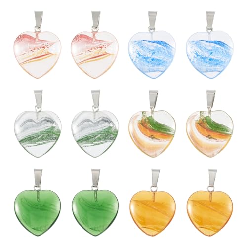 Crafans Herz-Glasanhänger, transparent, 6 Farben, Herzanhänger, Kristallglas, Liebesherz-Anhänger für selbstgemachte Halsketten, Ohrringe, Basteln, Schmuckherstellung, 12 Stück Crafans Herz-Glasanhänger, transparent, 6 Farben, Herzanhänger, Kristallglas, Liebesherz-Anhänger für selbstgemachte Halsketten, Ohrringe, Basteln, Schmuckherstellung, 12 Stück von Crafans