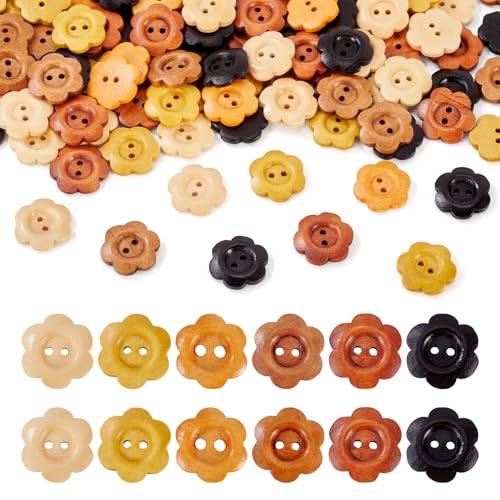Crafans Holzknöpfe mit Blumenmuster, 20 mm, 2 Löcher, dekorative Knöpfe in 6 Farben, für Bastelbedarf, Stricken, Kunst, handgefertigte Ornamente, 120 Stück Crafans Holzknöpfe mit Blumenmuster, 20 mm, 2 Löcher, dekorative Knöpfe in 6 Farben, für Bastelbedarf, Stricken, Kunst, handgefertigte Ornamente, 120 Stück von Crafans