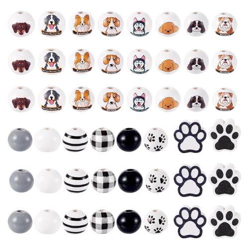 Crafans Holzperlen für Hunde, Husky, Schäferhund, Bulldogge, runde Abstandshalter, 15 mm, große Lochperlen für DIY-Armbänder, Schmuckherstellung, 230 Stück Crafans Holzperlen für Hunde, Husky, Schäferhund, Bulldogge, runde Abstandshalter, 15 mm, große Lochperlen für DIY-Armbänder, Schmuckherstellung, 230 Stück von Crafans