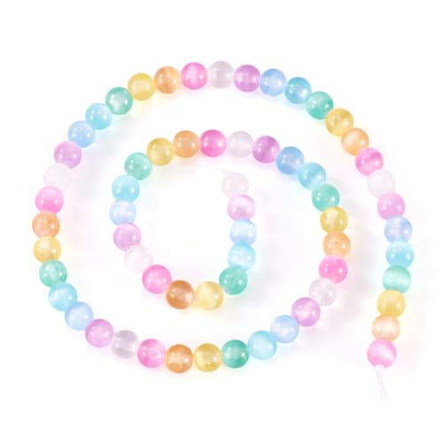 Crafans Katzenaugen-Perlen, 6 mm, rund, Naturstein, gefärbte Schmuckperlen für selbstgemachte Armbänder, Halsketten, Ohrringe, Schmuckherstellung, 61 Stück Crafans Katzenaugen-Perlen, 6 mm, rund, Naturstein, gefärbte Schmuckperlen für selbstgemachte Armbänder, Halsketten, Ohrringe, Schmuckherstellung, 61 Stück von Crafans