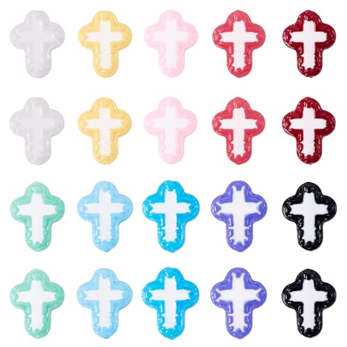 Crafans Kreuz-Perlen aus Emaille, handgezeichnet, Emaille, Kruzifix, Abstandshalter, Perlen, 10 Farben, Kreuz-Bastelperlen für DIY-Armbänder, Halsketten, Schmuckherstellung, 20 Stück Crafans Kreuz-Perlen aus Emaille, handgezeichnet, Emaille, Kruzifix, Abstandshalter, Perlen, 10 Farben, Kreuz-Bastelperlen für DIY-Armbänder, Halsketten, Schmuckherstellung, 20 Stück von Crafans