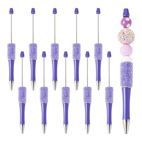 Crafans Kunststoff-Kugelschreiber für Bastelarbeiten, personalisierbarer Perlenstift, schwarze Tinte, Kugelschreiber mit klarem Strass für Bürobedarf, dunkle Orchidee, 10 Stück Crafans Kunststoff-Kugelschreiber für Bastelarbeiten, personalisierbarer Perlenstift, schwarze Tinte, Kugelschreiber mit klarem Strass für Bürobedarf, dunkle Orchidee, 10 Stück von Crafans