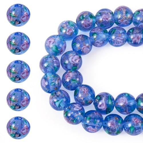 Crafans Lampwork-Perlen mit Blume und Gott, 10 mm, runde Blumen, handgefertigt, Kornblumenblau, klobige Perlen für DIY-Armbänder, Schmuckherstellung, Kornblumenblau, 40 Stück Crafans Lampwork-Perlen mit Blume und Gott, 10 mm, runde Blumen, handgefertigt, Kornblumenblau, klobige Perlen für DIY-Armbänder, Schmuckherstellung, Kornblumenblau, 40 Stück von Crafans