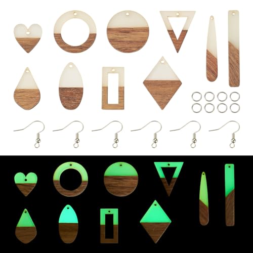Crafans Leuchtende Geometrie, Holzharz, baumelnde Charms, Herz, rechteckig, dreieckig, flach, rund, leuchtet im Dunkeln, Rauten-Schmuck-Set für DIY-Schmuckherstellung Crafans Leuchtende Geometrie, Holzharz, baumelnde Charms, Herz, rechteckig, dreieckig, flach, rund, leuchtet im Dunkeln, Rauten-Schmuck-Set für DIY-Schmuckherstellung von Crafans