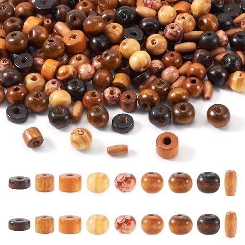 Crafans Natürliche Holzperlen, 270 Stück, verschiedene Holzperlen, flach, rund, Fass/Säule, rund, Großpackung für DIY-Armbänder, Halsketten, Schmuckherstellung Crafans Natürliche Holzperlen, 270 Stück, verschiedene Holzperlen, flach, rund, Fass/Säule, rund, Großpackung für DIY-Armbänder, Halsketten, Schmuckherstellung von Crafans