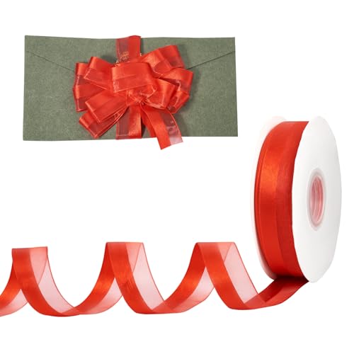 Crafans Nylonbänder, Rot, 26 mm, Schleifenbordüre, zweifarbige Bänder für Geschenkverpackung, Party, Hochzeit, Dekoration, 45 Meter Crafans Nylonbänder, Rot, 26 mm, Schleifenbordüre, zweifarbige Bänder für Geschenkverpackung, Party, Hochzeit, Dekoration, 45 Meter von Crafans