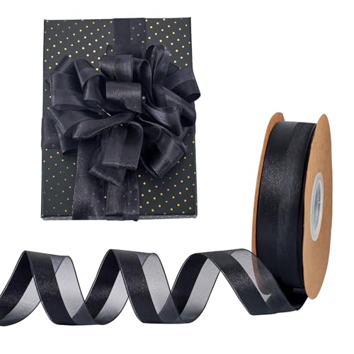 Crafans Nylonbänder, schwarz, 26 mm, Schleifenbordüre, zweifarbige Bänder für Geschenkverpackung, Party, Hochzeit, Dekoration, 45 Meter Crafans Nylonbänder, schwarz, 26 mm, Schleifenbordüre, zweifarbige Bänder für Geschenkverpackung, Party, Hochzeit, Dekoration, 45 Meter von Crafans