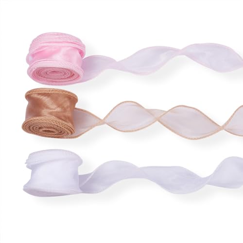 Crafans Organza-Chiffonband, durchscheinend, 40 mm breit, glitzernd, schillernd, 3 Farben, Geschenkpapier, Bänder für Blumenstrauß, Hochzeitsschleifen, Party-Dekoration, 3 Rollen Crafans Organza-Chiffonband, durchscheinend, 40 mm breit, glitzernd, schillernd, 3 Farben, Geschenkpapier, Bänder für Blumenstrauß, Hochzeitsschleifen, Party-Dekoration, 3 Rollen von Crafans