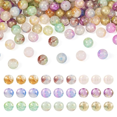 Crafans Runde Craquelé-Glasperlen, 8 mm, 9 Farben, zum Backen, bemalt, Abstandshalter, Glasperlen mit Goldpulver, Großpackung für DIY-Armbänder, Schmuckherstellung, 180 Stück Crafans Runde Craquelé-Glasperlen, 8 mm, 9 Farben, zum Backen, bemalt, Abstandshalter, Glasperlen mit Goldpulver, Großpackung für DIY-Armbänder, Schmuckherstellung, 180 Stück von Crafans