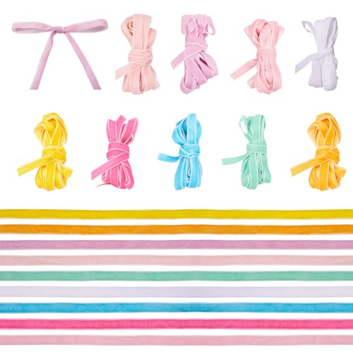 Crafans Samtbänder in 9 Farben, 10 mm breit, einseitig, Geschenkverpackungsbänder für Bastelarbeiten, Nähzubehör, Choker, Schleife, Haargummi, helle Farben Crafans Samtbänder in 9 Farben, 10 mm breit, einseitig, Geschenkverpackungsbänder für Bastelarbeiten, Nähzubehör, Choker, Schleife, Haargummi, helle Farben von Crafans