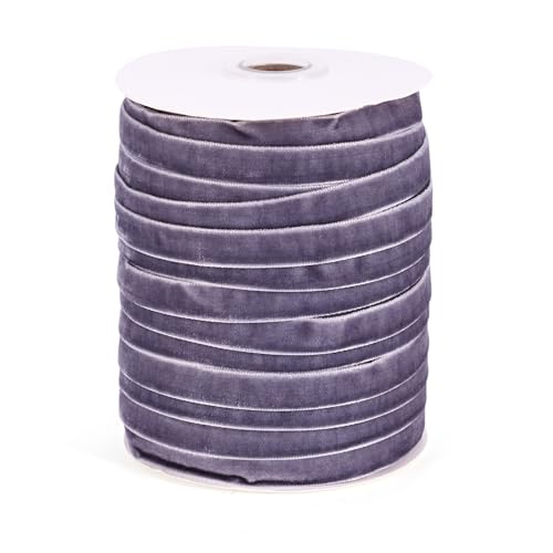 Crafans Samtband, einseitig, 10 mm, graues Samtband, Schleifenband für Bastelarbeiten, Geschenkverpackungen, Choker, Haargummis, Kleidungszubehör, 45 m von Crafans