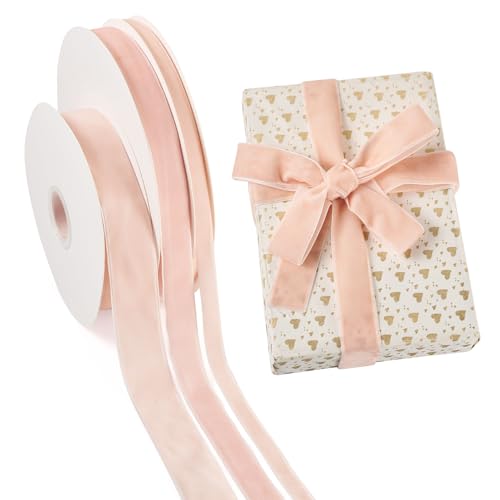 Crafans Samtband, einseitig, 10 mm/15 mm/25 mm, Geschenkband, rosa Samtbänder, Vintage-Band, Großpackung für Bastelarbeiten, Geschenkverpackungen, Schleife, Choker, Haargummi, 3 Rollen Crafans Samtband, einseitig, 10 mm/15 mm/25 mm, Geschenkband, rosa Samtbänder, Vintage-Band, Großpackung für Bastelarbeiten, Geschenkverpackungen, Schleife, Choker, Haargummi, 3 Rollen von Crafans