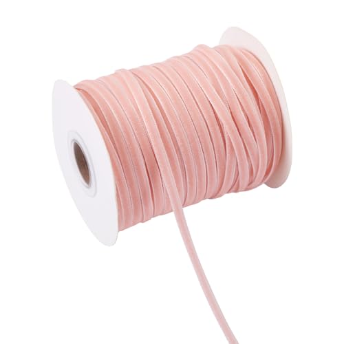 Crafans Samtband, einseitig, 3 mm, für Bastelarbeiten, Geschenkverpackungen, Schleifen, Haarband, Rosa, 46 m von Crafans
