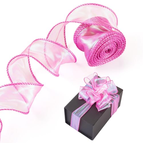 Crafans Schillerndes Schleifenband, 9,1 m, violett, schimmernd, durchscheinend, Polyester-Bänder, Fischschwanz, Chiffon-Bänder, Organza-Besatz, Perlen-Schleifenbänder für Schleifen, Blumen, Crafans Schillerndes Schleifenband, 9,1 m, violett, schimmernd, durchscheinend, Polyester-Bänder, Fischschwanz, Chiffon-Bänder, Organza-Besatz, Perlen-Schleifenbänder für Schleifen, Blumen, von Crafans