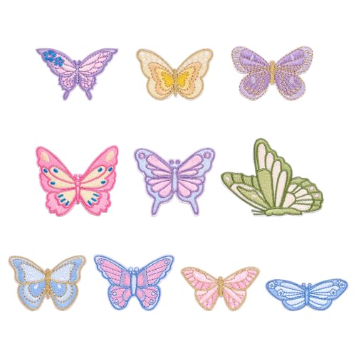 Crafans Schmetterlings-Flicken zum Aufnähen, Schmetterling, selbstklebend, niedlich, zum Aufkleben, Kostüm-Zubehör, Insekten-Stickerei für Kleidung, Hosen, Nähprojekte von Crafans