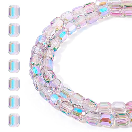 Crafans Transparente Glasperlen, 2 Stränge, 8 mm, facettierte Säulen, lose Abstandshalter, Großpackung für DIY-Armbänder, Schmuckherstellung, mittelviolett von Crafans