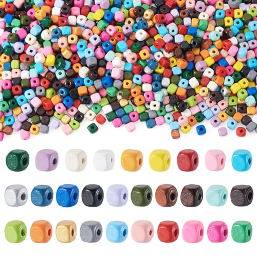 Crafans Würfelförmige Holzperlen, 29 Farben, sprühlackiert, Abstandshalter, 6 mm, quadratische Holzperlen, Großpackung für DIY-Armbänder, Halsketten, Schmuckherstellung, 1015 Stück Crafans Würfelförmige Holzperlen, 29 Farben, sprühlackiert, Abstandshalter, 6 mm, quadratische Holzperlen, Großpackung für DIY-Armbänder, Halsketten, Schmuckherstellung, 1015 Stück von Crafans