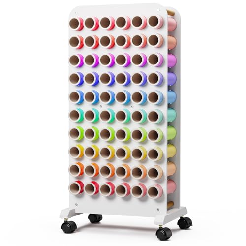 Crafit Vinyl Rollen Halter mit 60 Fächern Vinyl Rollen Aufbewahrung Plotterfolie Halter mit Rädern, Hölzerner Kunst Organisator Ständer für Geschenkverpackungswagen von Crafit