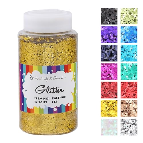 Craft and Party, Bastelglitzer zum Basteln und Dekorieren, 0,5 kg in Flaschen (grob, 1 mm, 1 mm, Gold) von Craft And Party