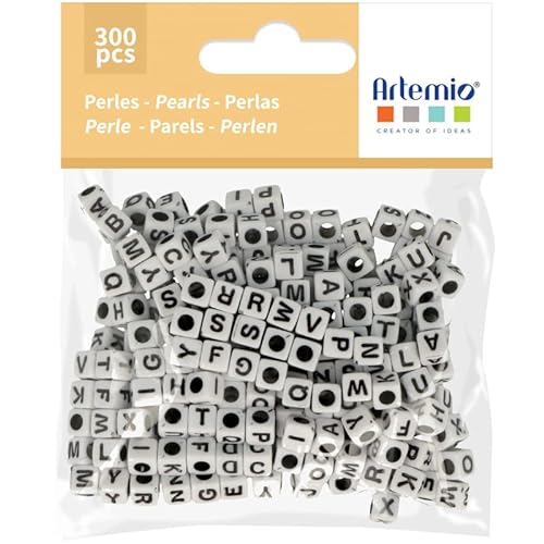 300 Perlen 6 x 6 mm Weiß + Schwarz Alpha Marke Craft Consortium von Artemio