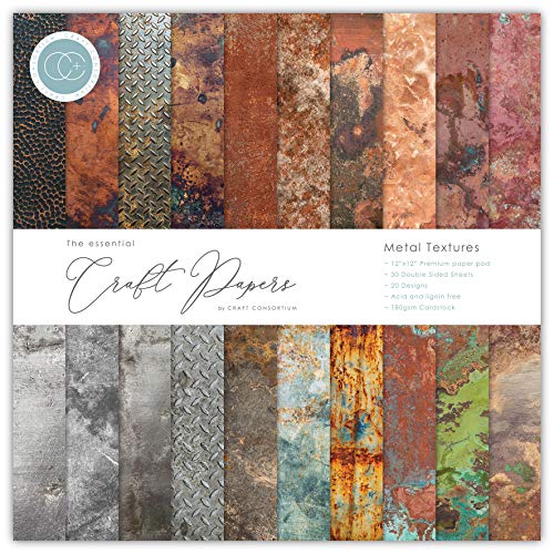 Craft Consortium Doppelseitiger Papierblock, 30,5 x 30,5 cm, Metallstrukturen, 20 Designs, mehrfarbig Craft Consortium Doppelseitiger Papierblock, 30,5 x 30,5 cm, Metallstrukturen, 20 Designs, mehrfarbig von Craft Consortium