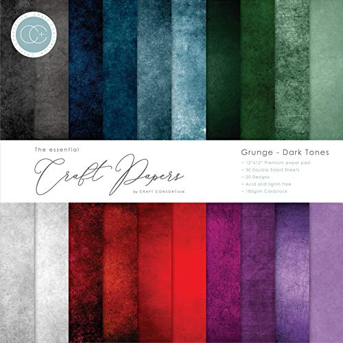 Craft Consortium Double-Sided Paper Pad 12"X12" 30/Pkg-Grunge-Dark Tones, 20 Designs von Craft Consortium