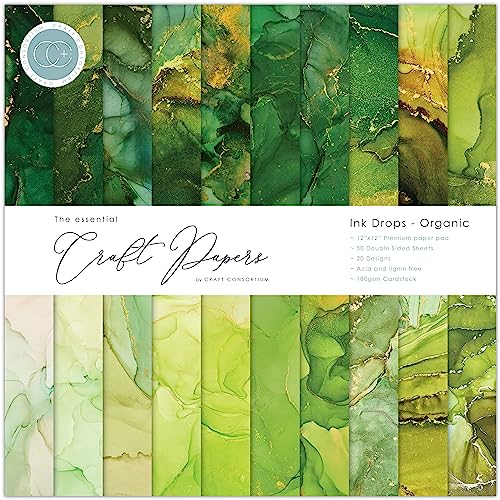 Craft Consortium Double-Sided Paper Pad 12"X12" 30/Pkg-Ink Drops - Organic, 20 Designs von Craft Consortium